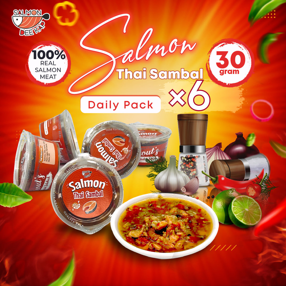 Salmon Thai Sambal 30Gx6 (Sauce Cup)