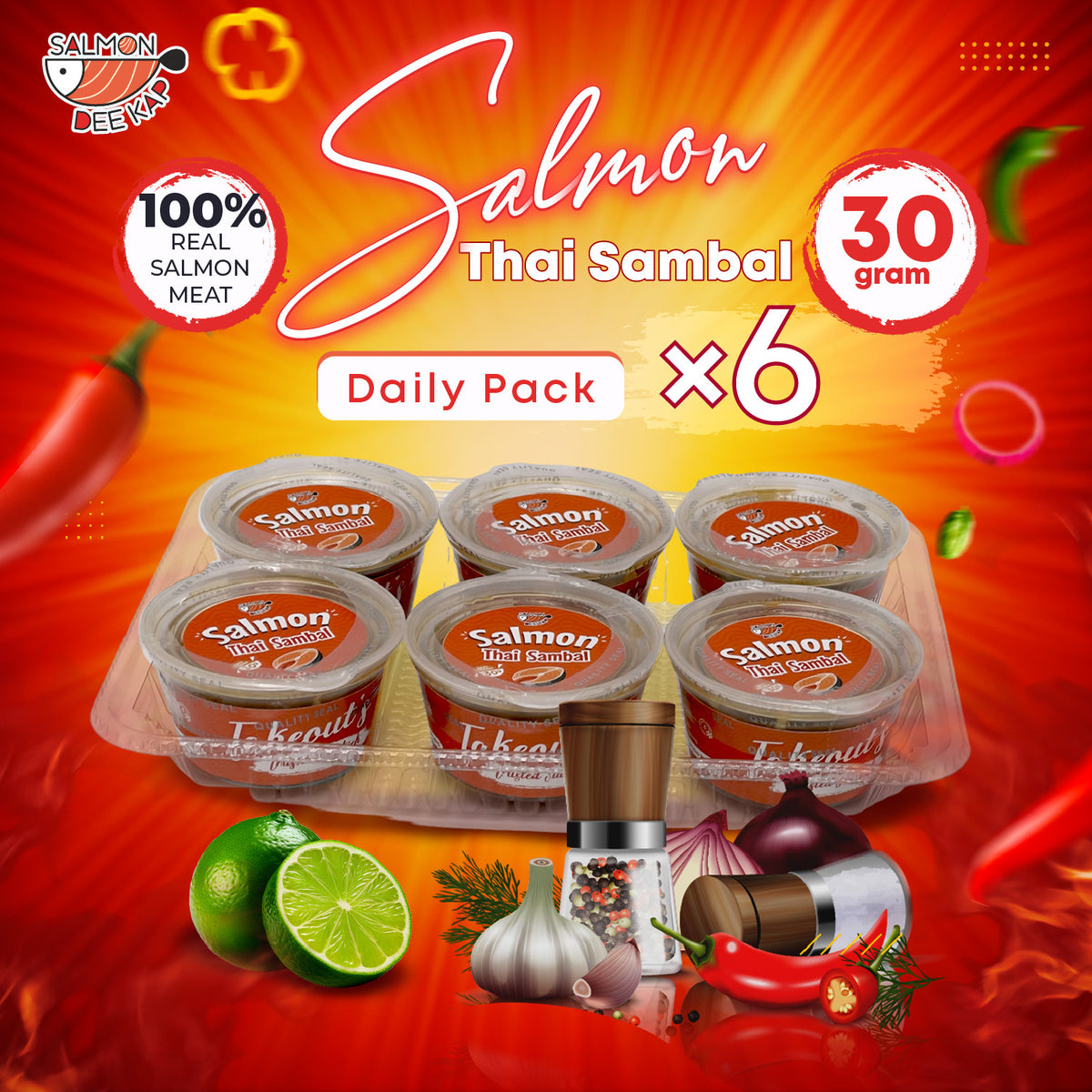 Salmon Thai Sambal 30Gx6 (Sauce Cup)